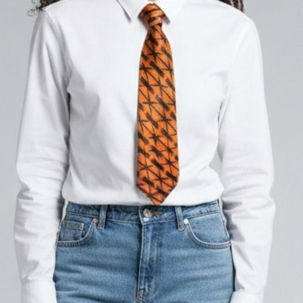 Vintage Orange and Black Patterned Tie